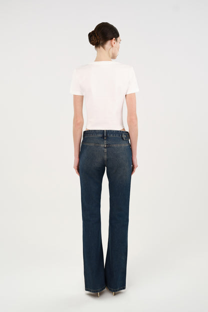 Crew Neck Cropped Slogan T-Shirt