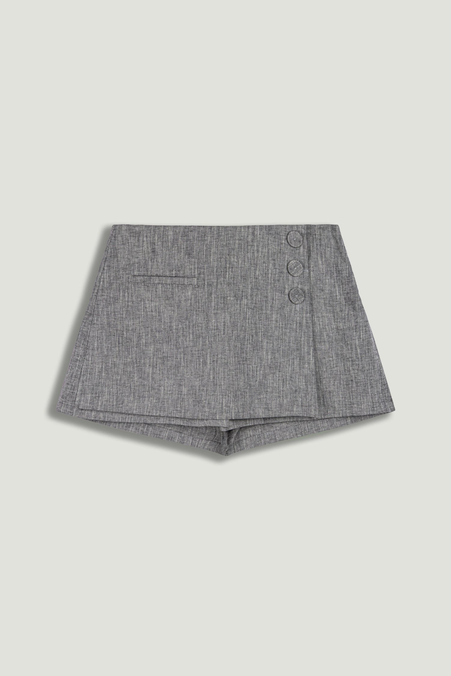Button Detail Linen Blend Skort