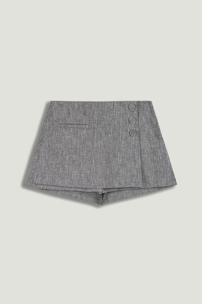 Button Detail Linen Blend Skort