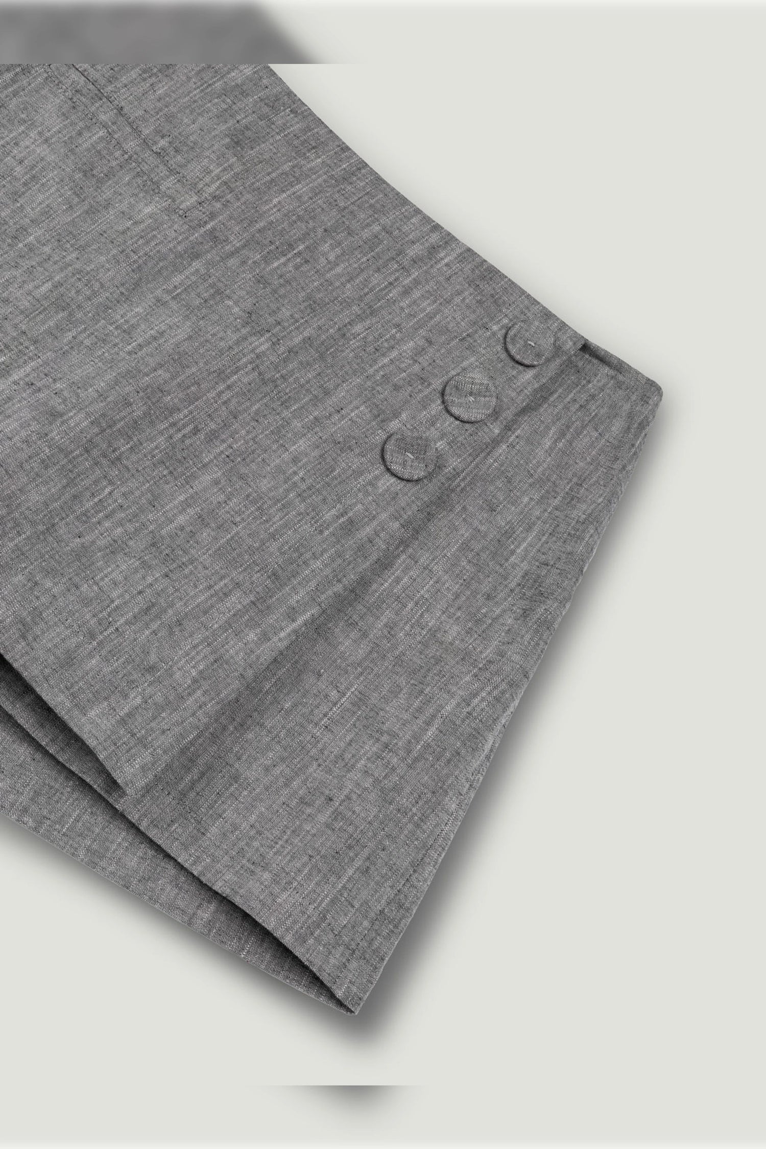 Button Detail Linen Blend Skort