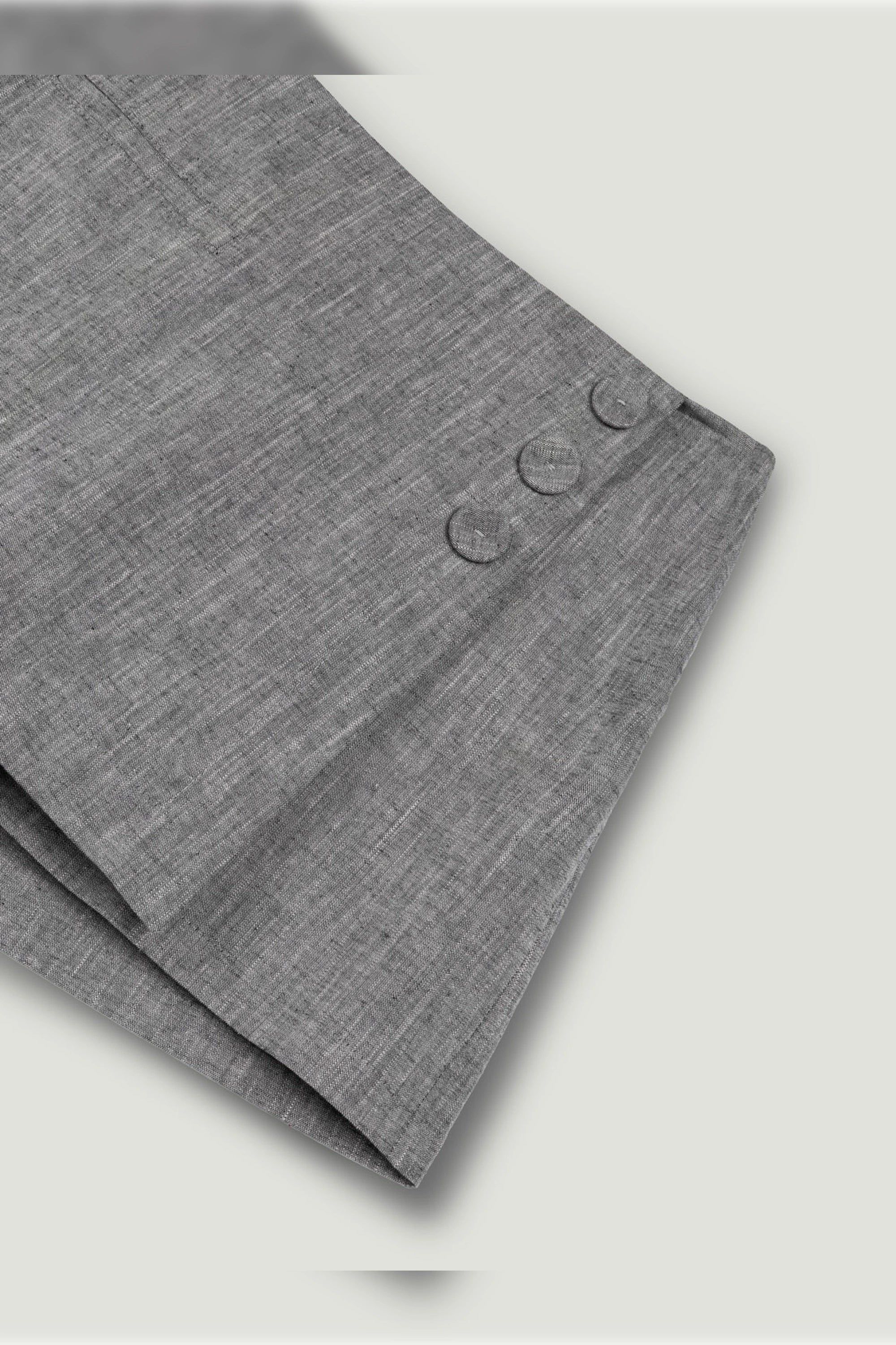 Button Detail Linen Blend Skort