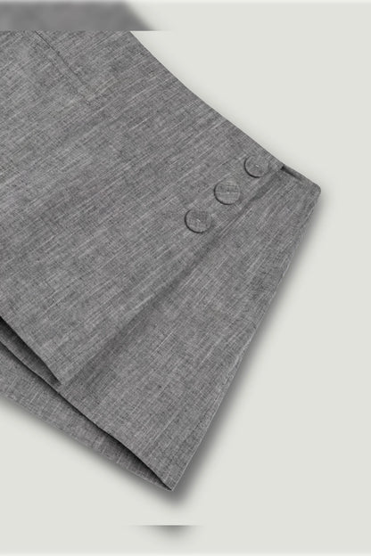 Button Detail Linen Blend Skort