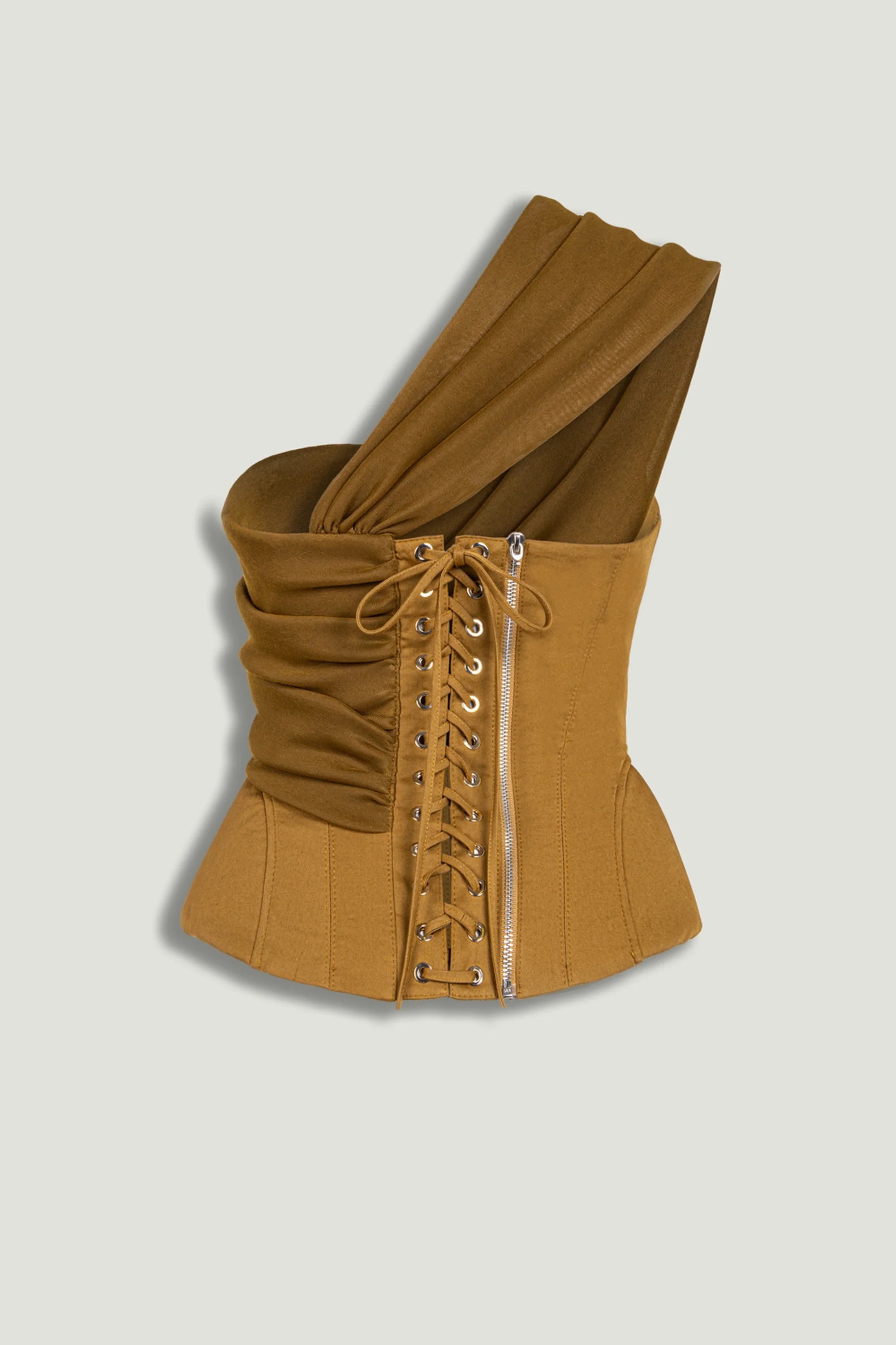 One-Shoulder Draped Gabardine Bustier