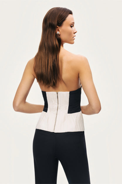 Structured Strapless Contrast Bustier Top