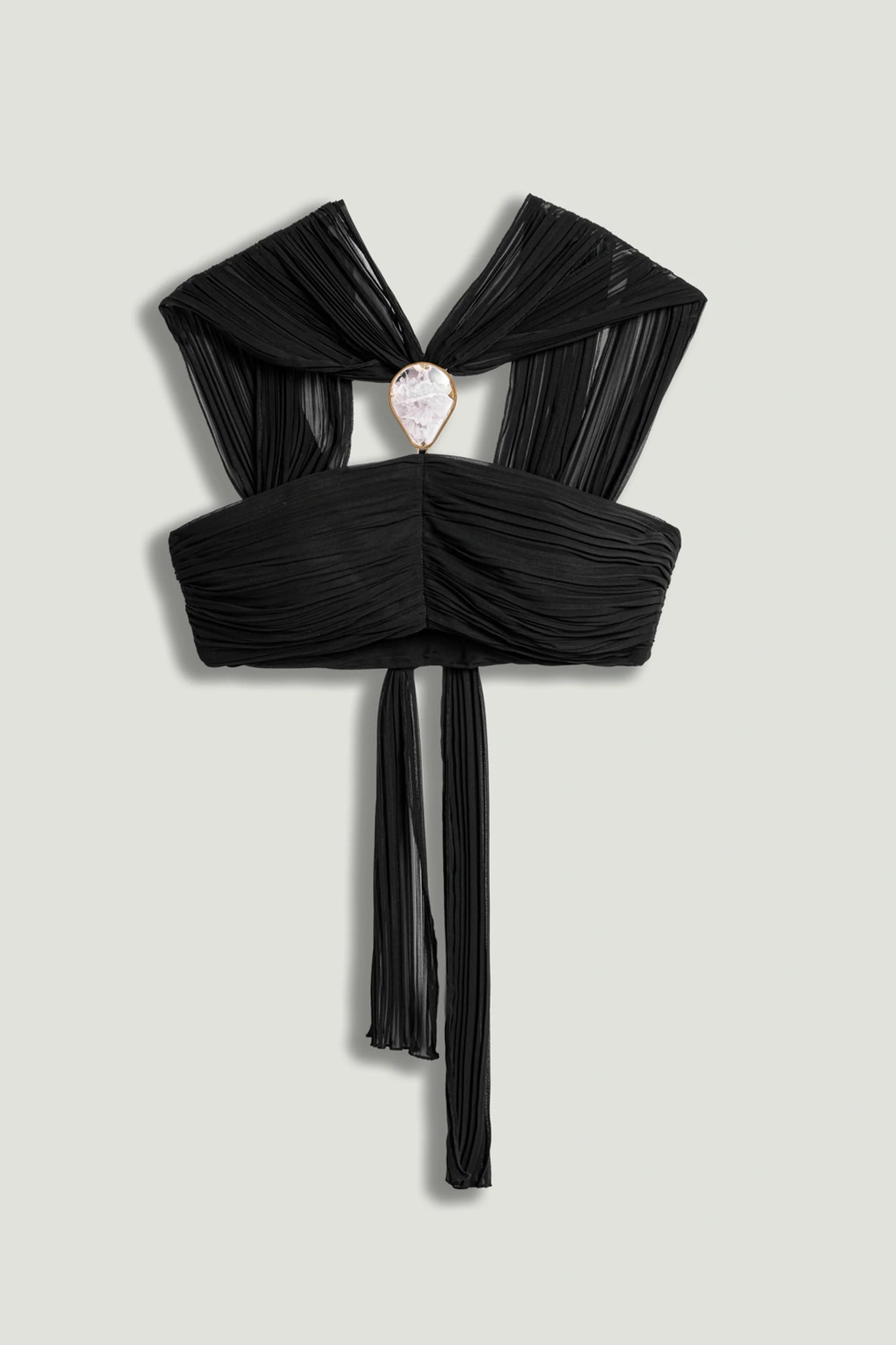 Black Strapless Draped Bustier Top