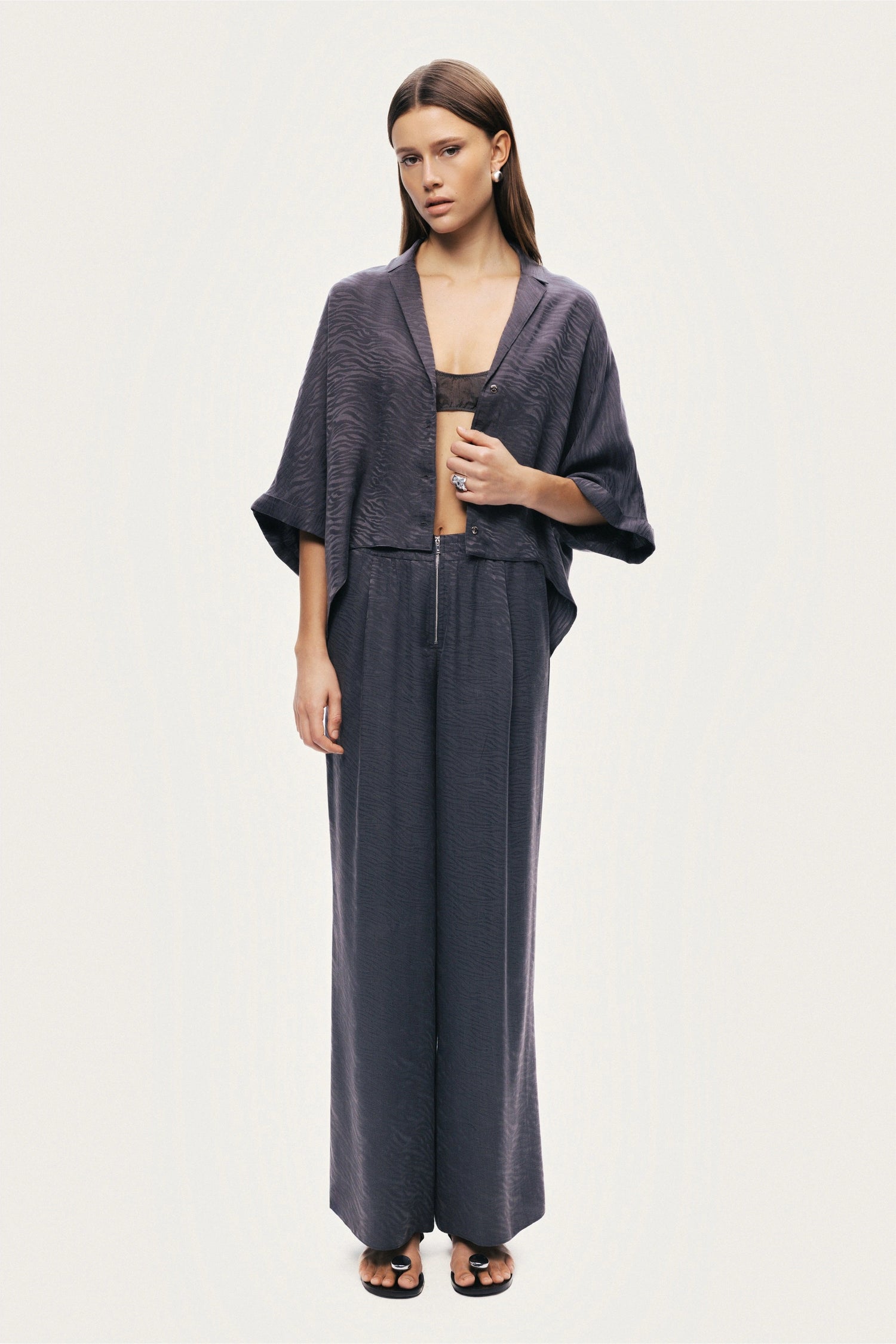 Relaxed Short-Sleeve Textured Shirt