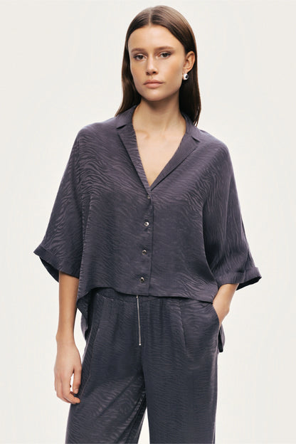 Relaxed Short-Sleeve Textured Shirt