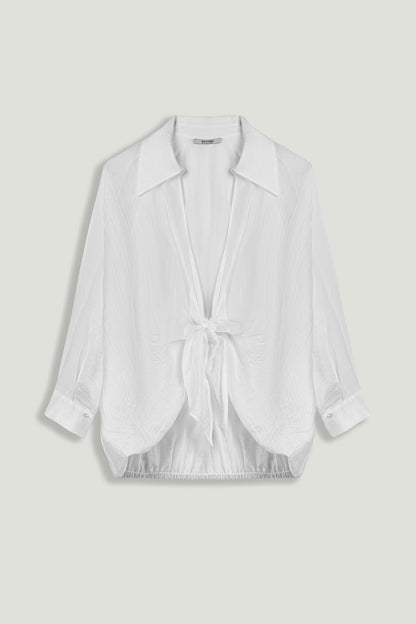 Tie Detail Layered Collar Shirt