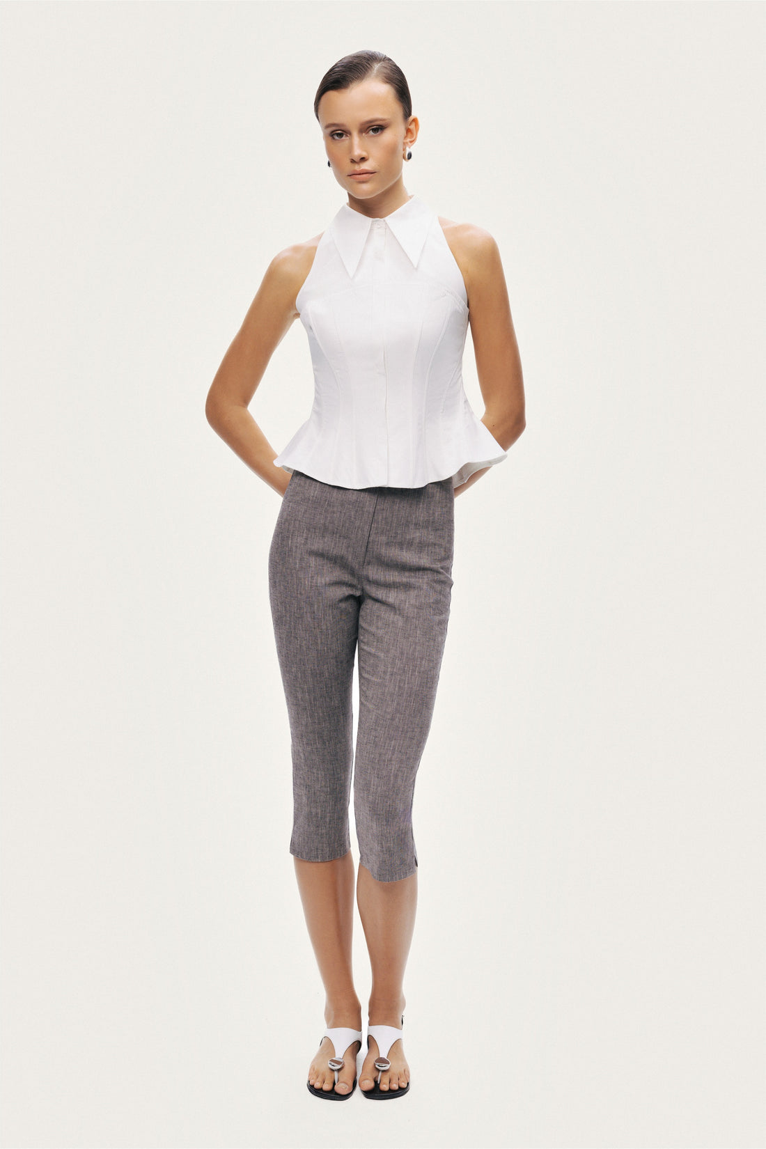 Structured Halter Peplum Top