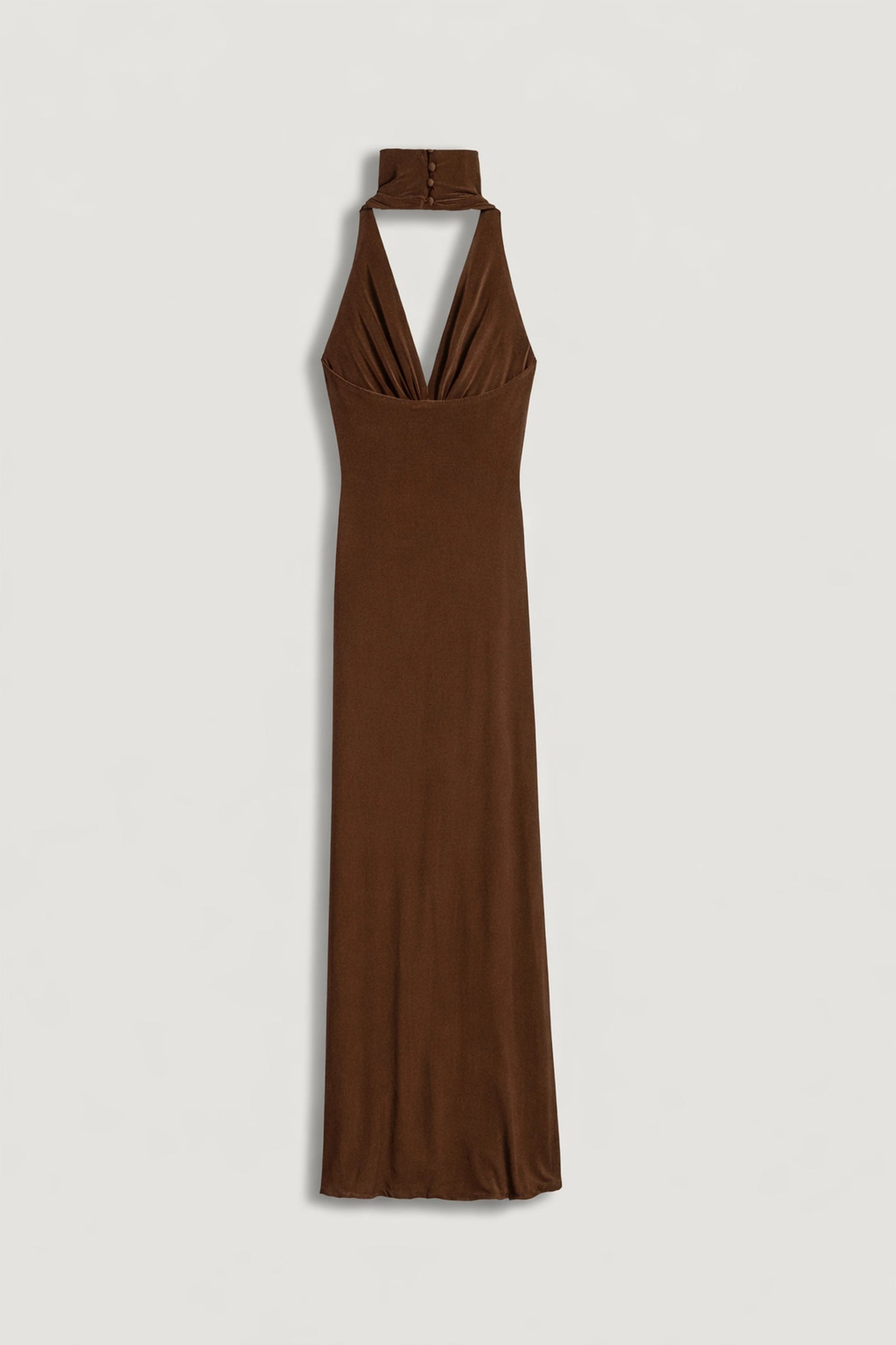 Buckle-Detail Stand Collar Maxi Dress