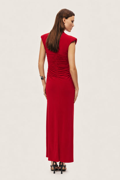 Draped Zip-Detail Maxi Dress
