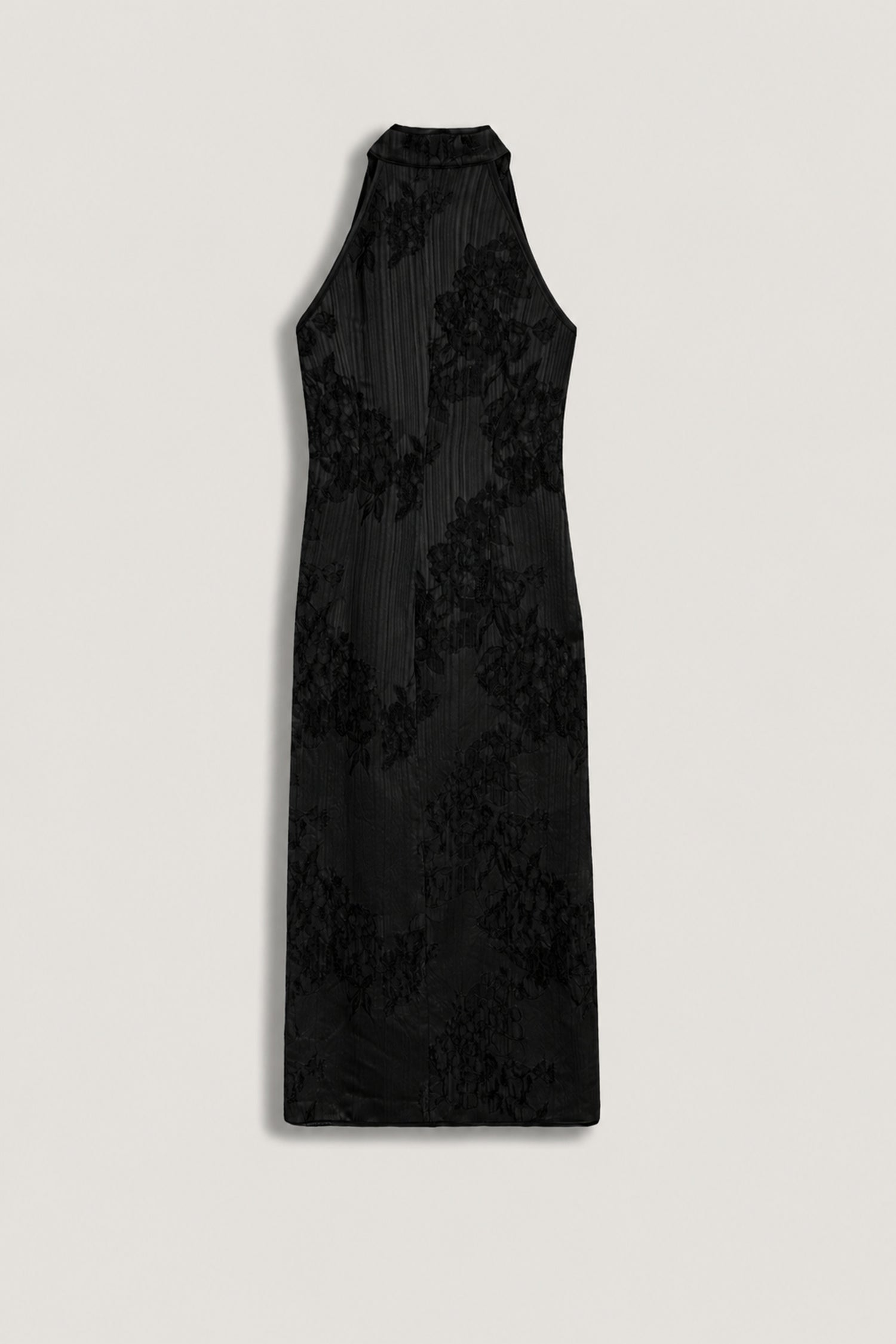 Jacquard Halterneck Midi Dress with Button Detail
