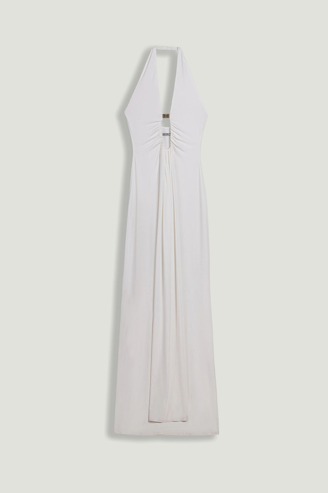 Draped Buckle-Detail Maxi Dress