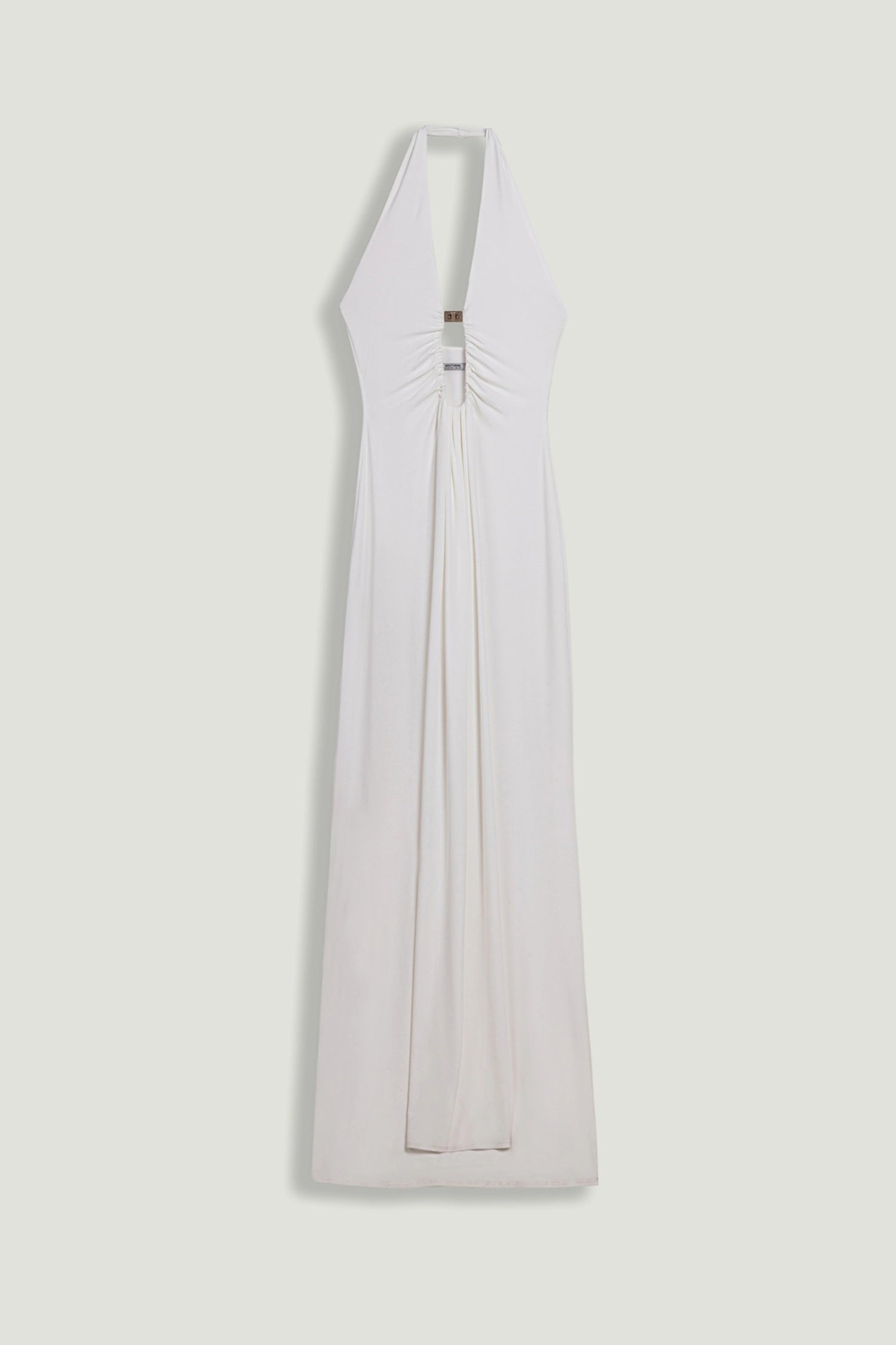 Draped Buckle-Detail Maxi Dress