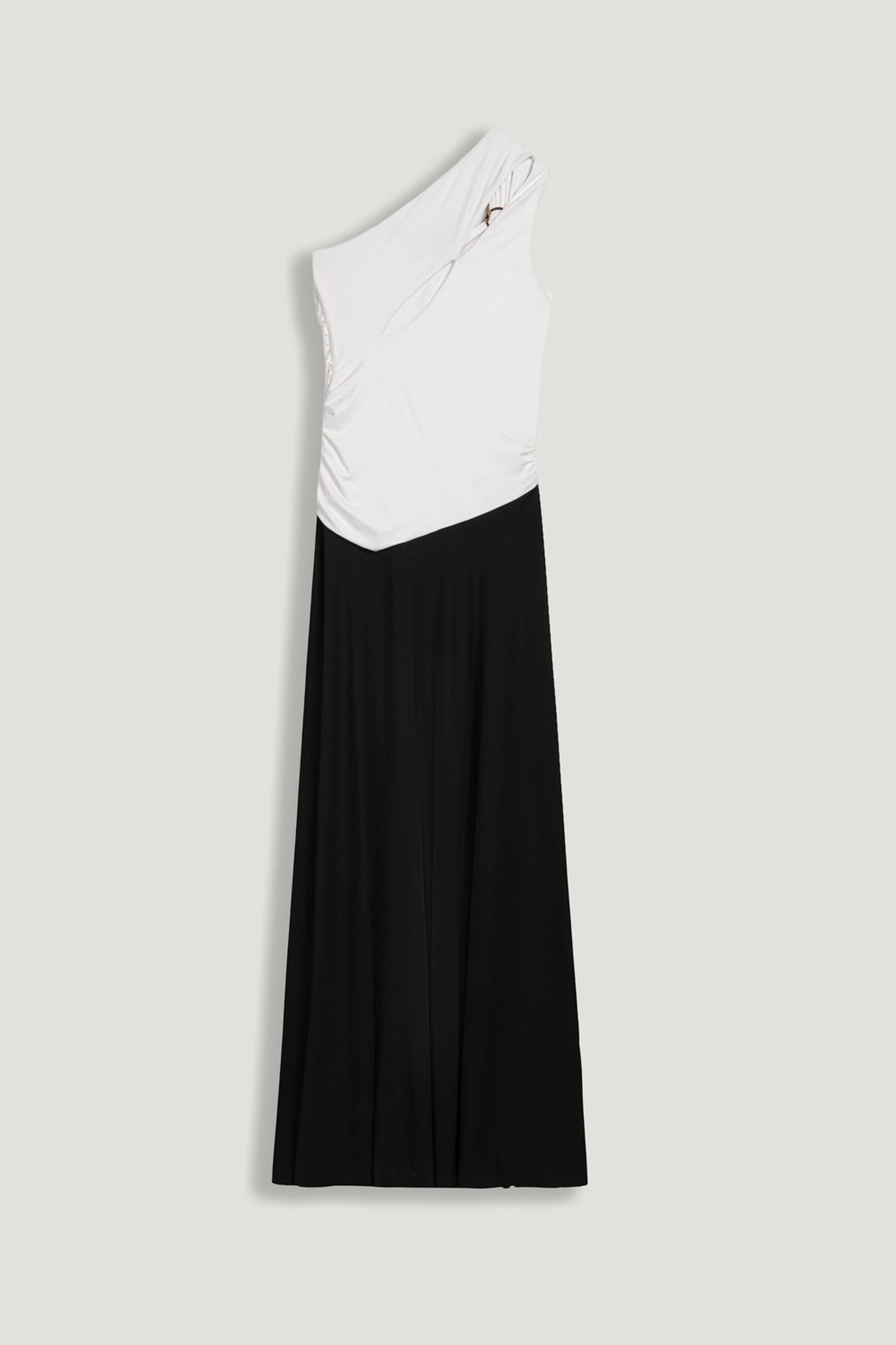 One-Shoulder Contrast Maxi Dress