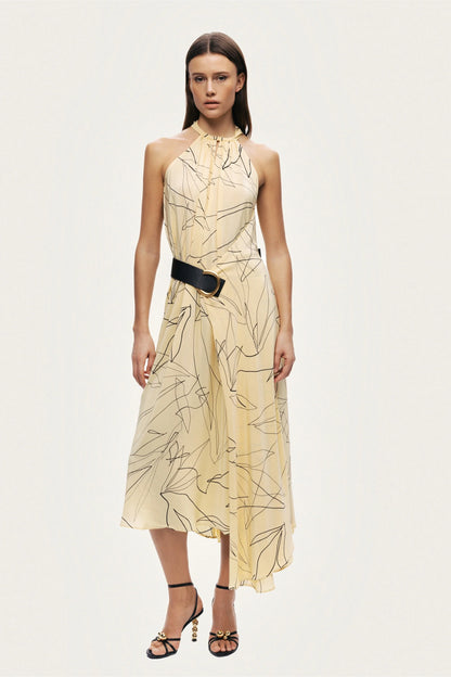 Printed Halter Midi Dress