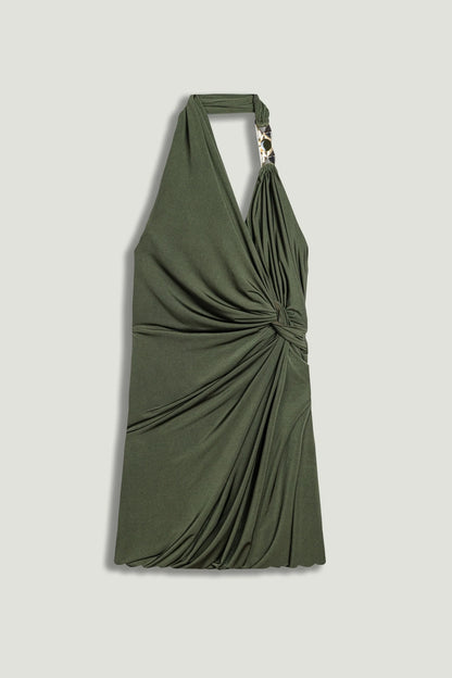 Draped Halter Mini Dress