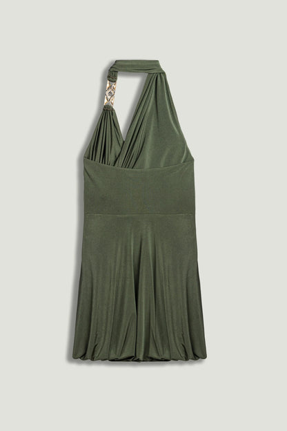 Draped Halter Mini Dress