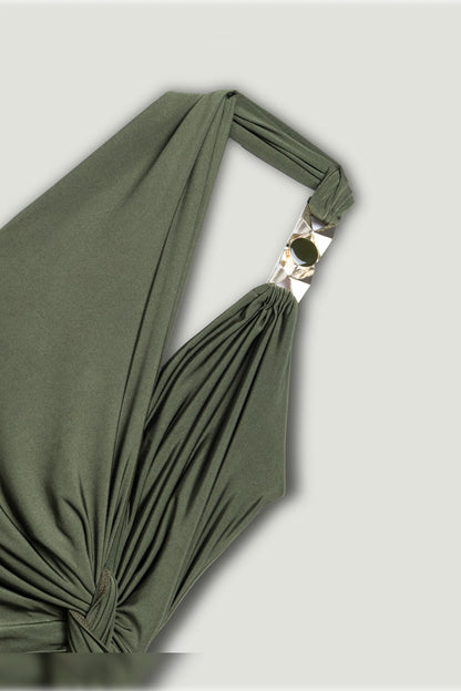 Draped Halter Mini Dress