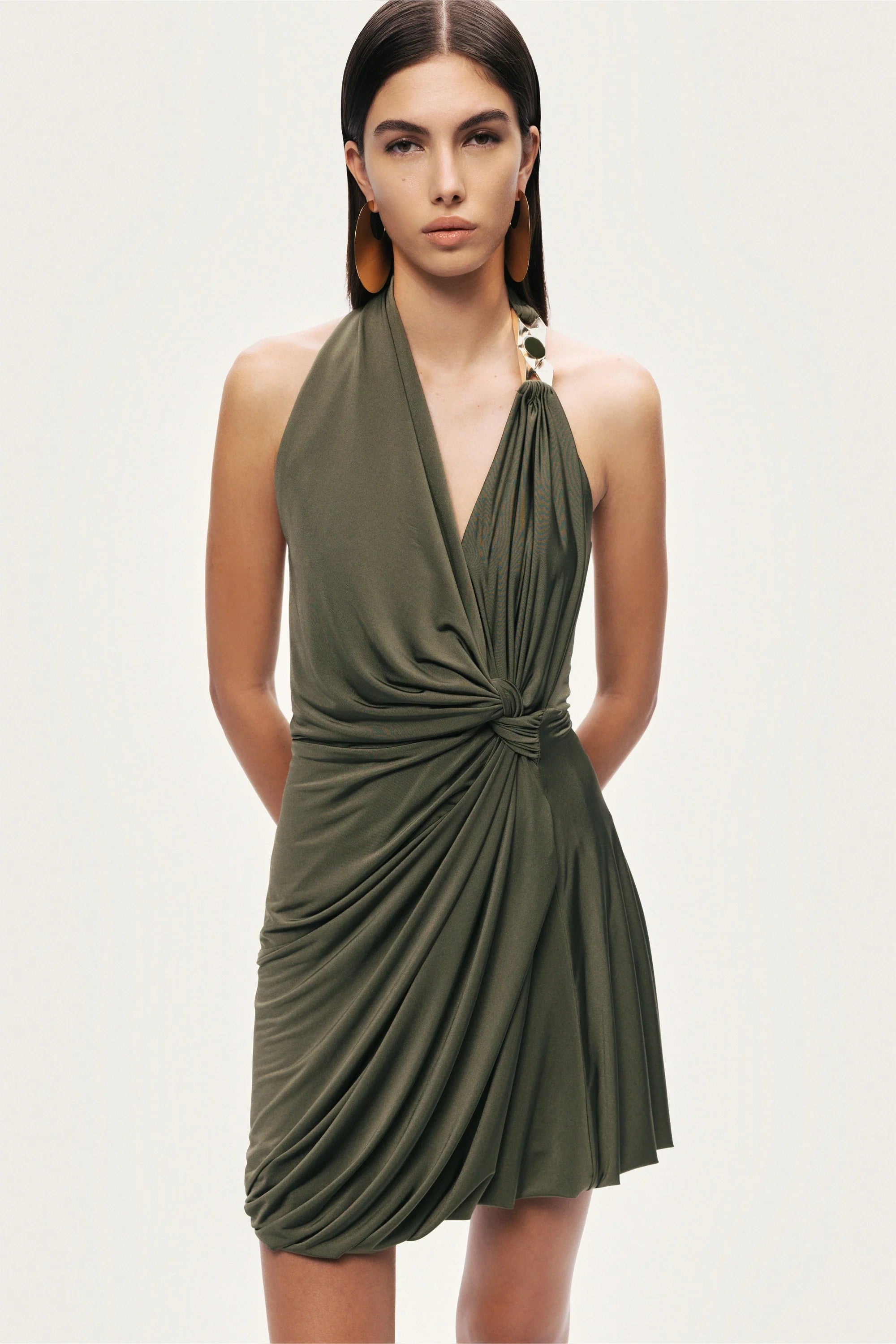 Draped Halter Mini Dress