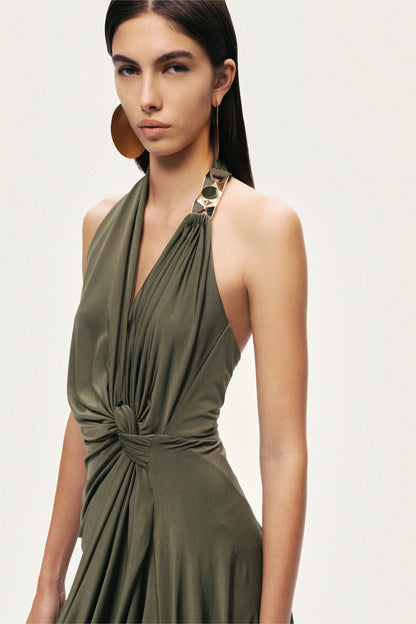 Draped Halter Mini Dress