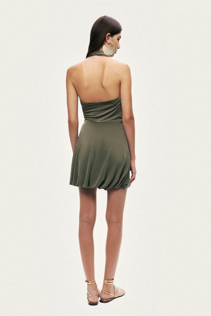Draped Halter Mini Dress