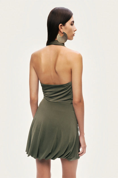 Draped Halter Mini Dress