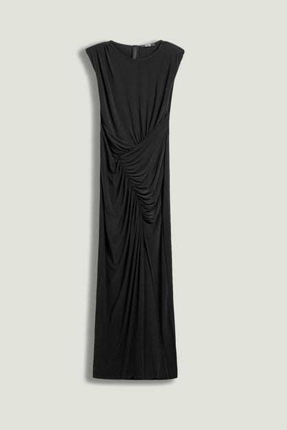 Ruched Side-Slit Maxi Dress