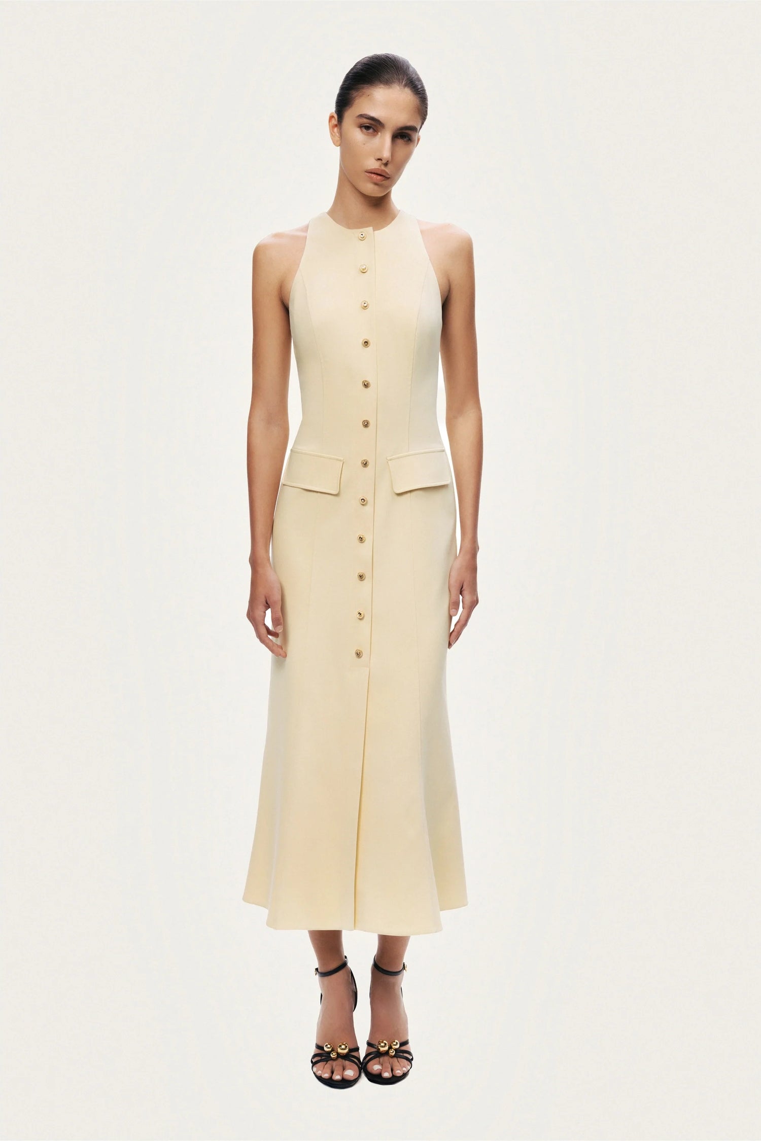 Sleeveless Button-Front Midi Dress