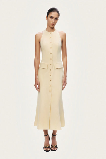 Sleeveless Button-Front Midi Dress