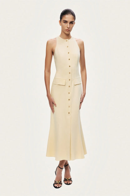 Sleeveless Button-Front Midi Dress