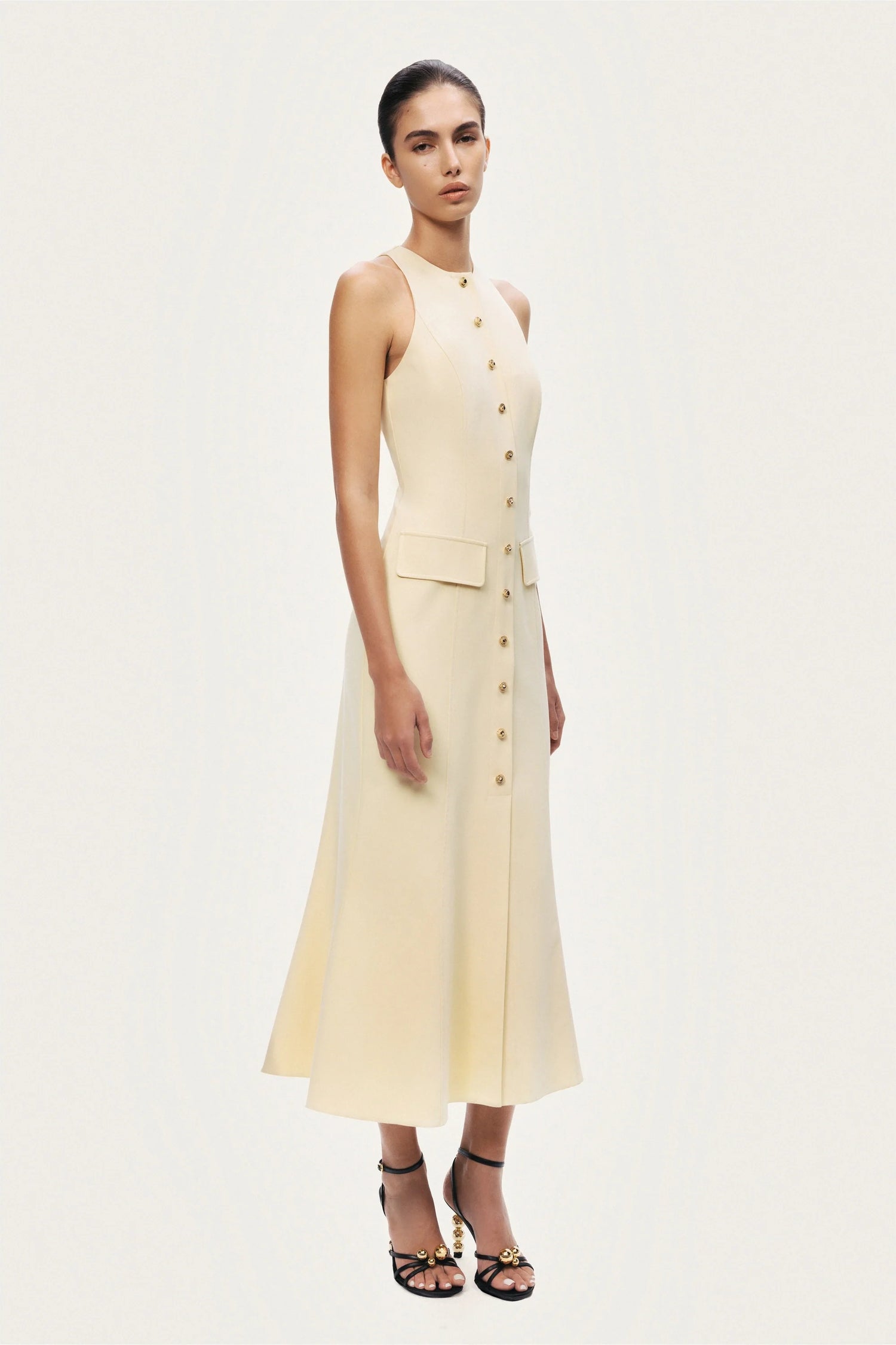 Sleeveless Button-Front Midi Dress