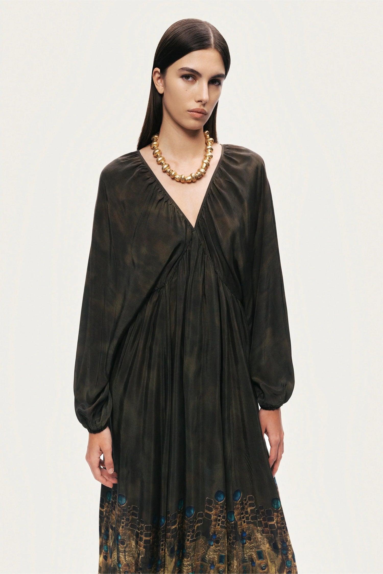 Printed Long Sleeve Maxi Dress