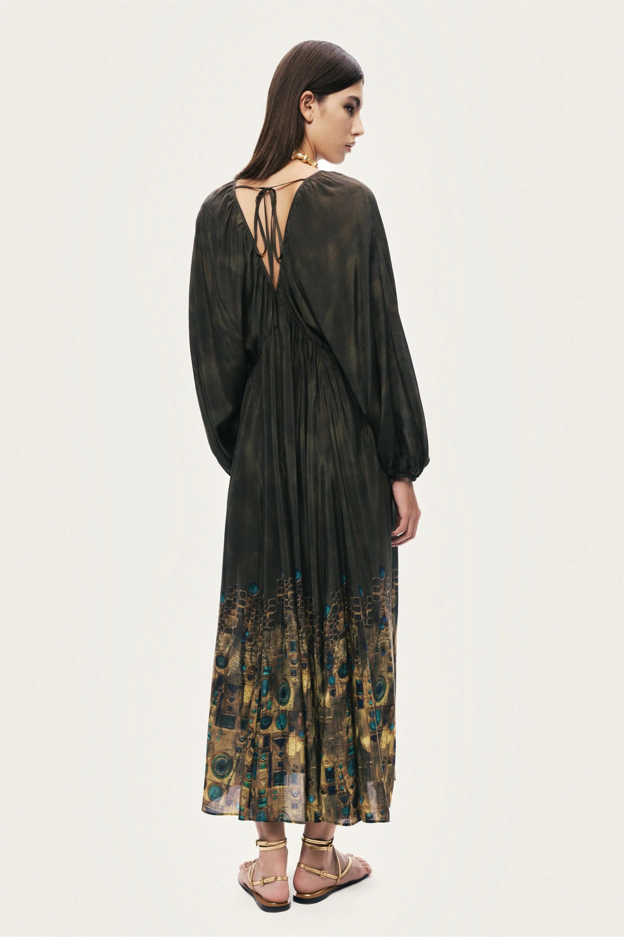 Printed Long Sleeve Maxi Dress