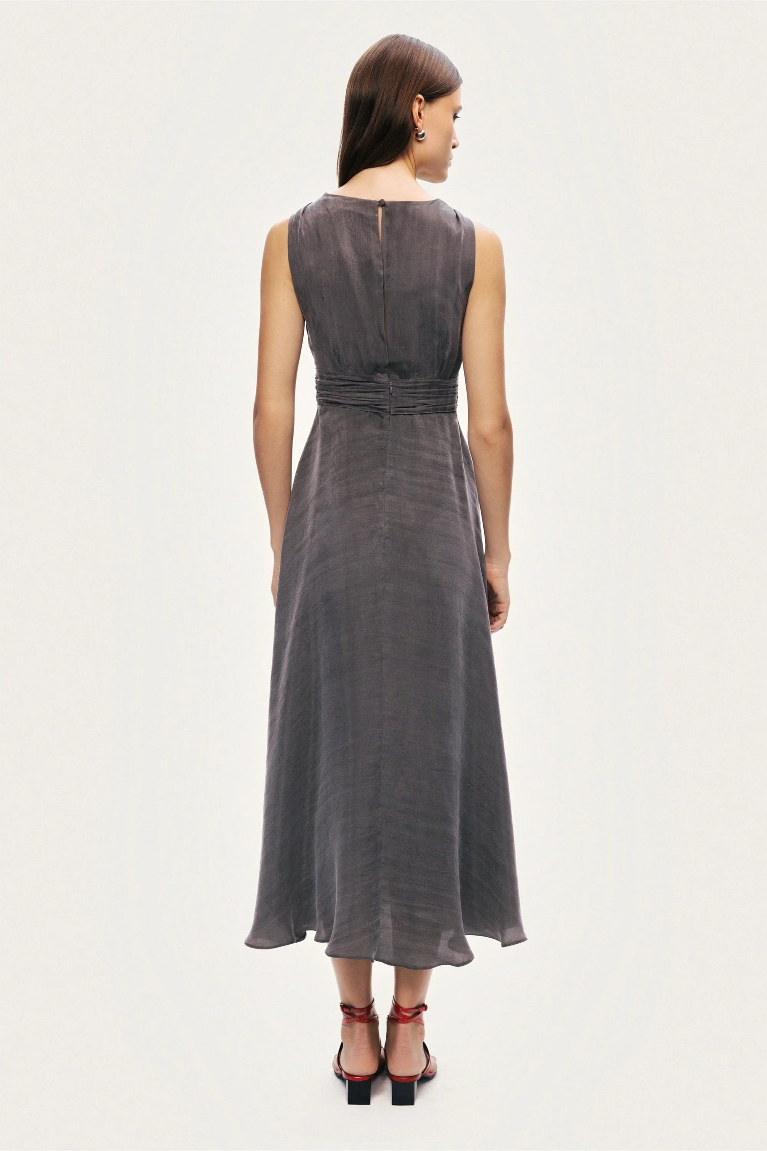 V-Neck Sleeveless Midi Dress