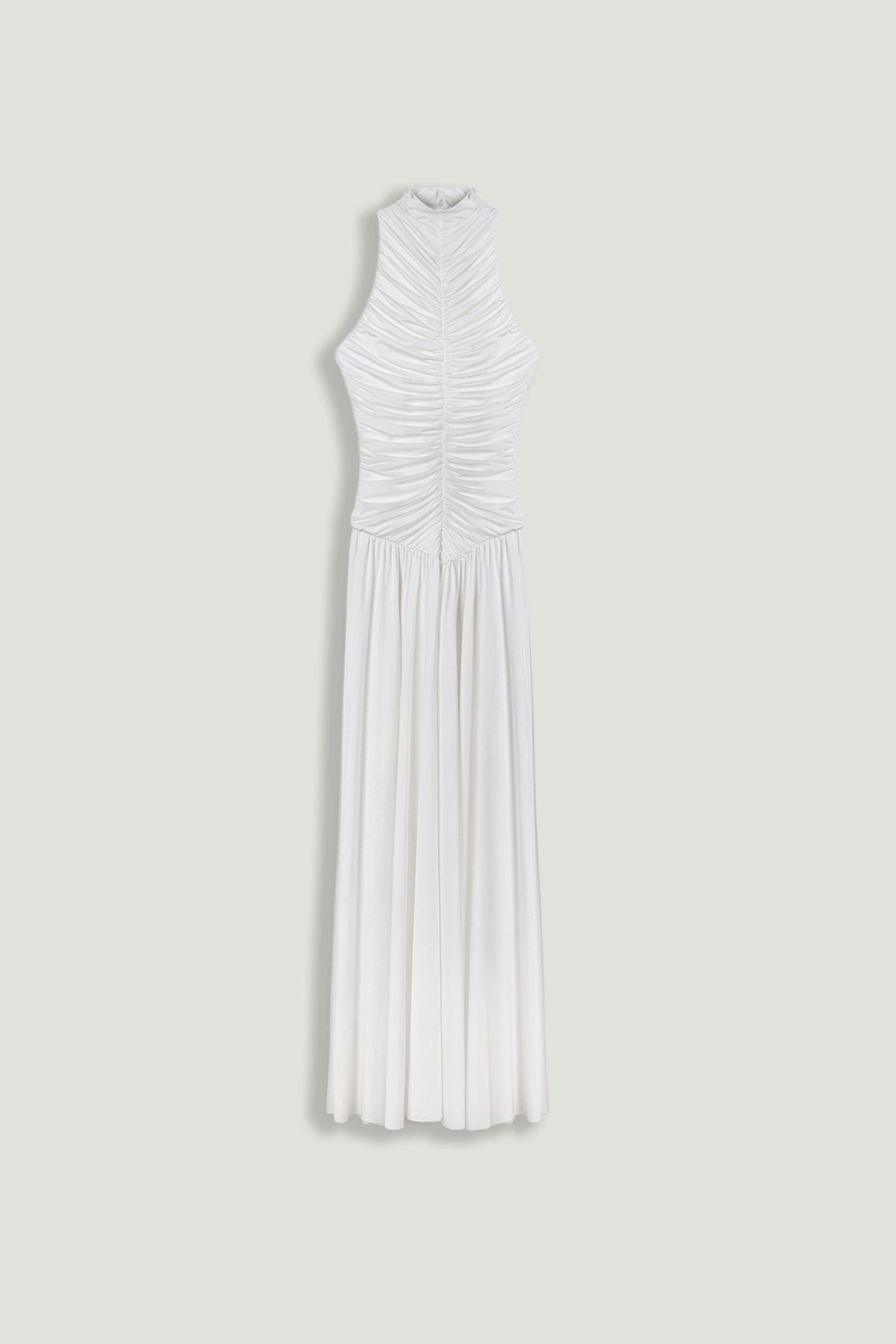 Ruched High-Neck Maxi Dress