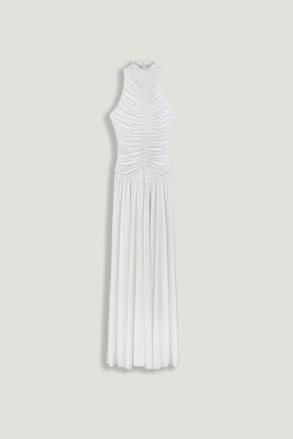 Ruched High-Neck Maxi Dress