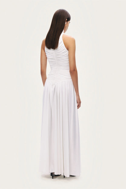 Ruched High-Neck Maxi Dress