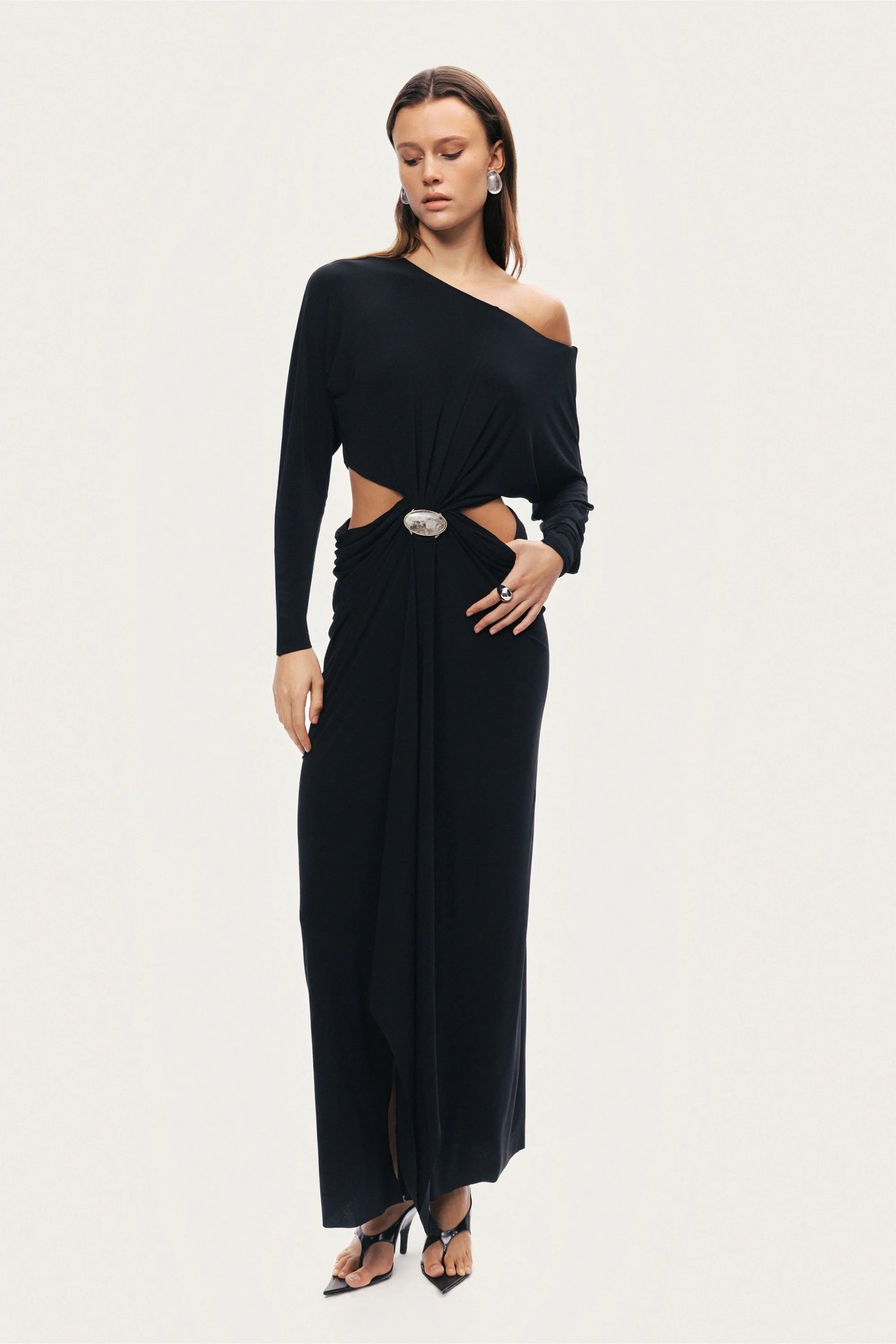 One-Shoulder Cut-Out Maxi Dress