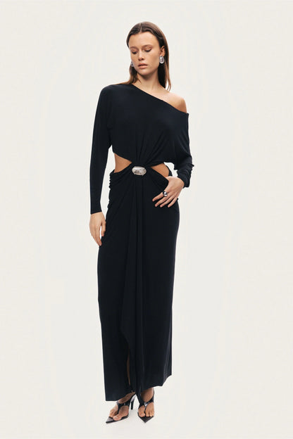 One-Shoulder Cut-Out Maxi Dress
