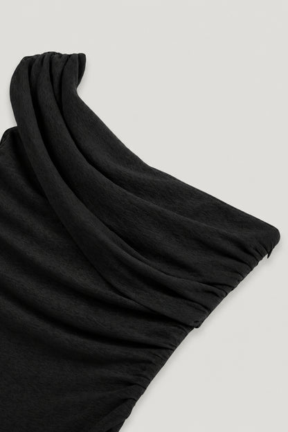 Asymmetric Off-Shoulder Ruched Maxi Dress