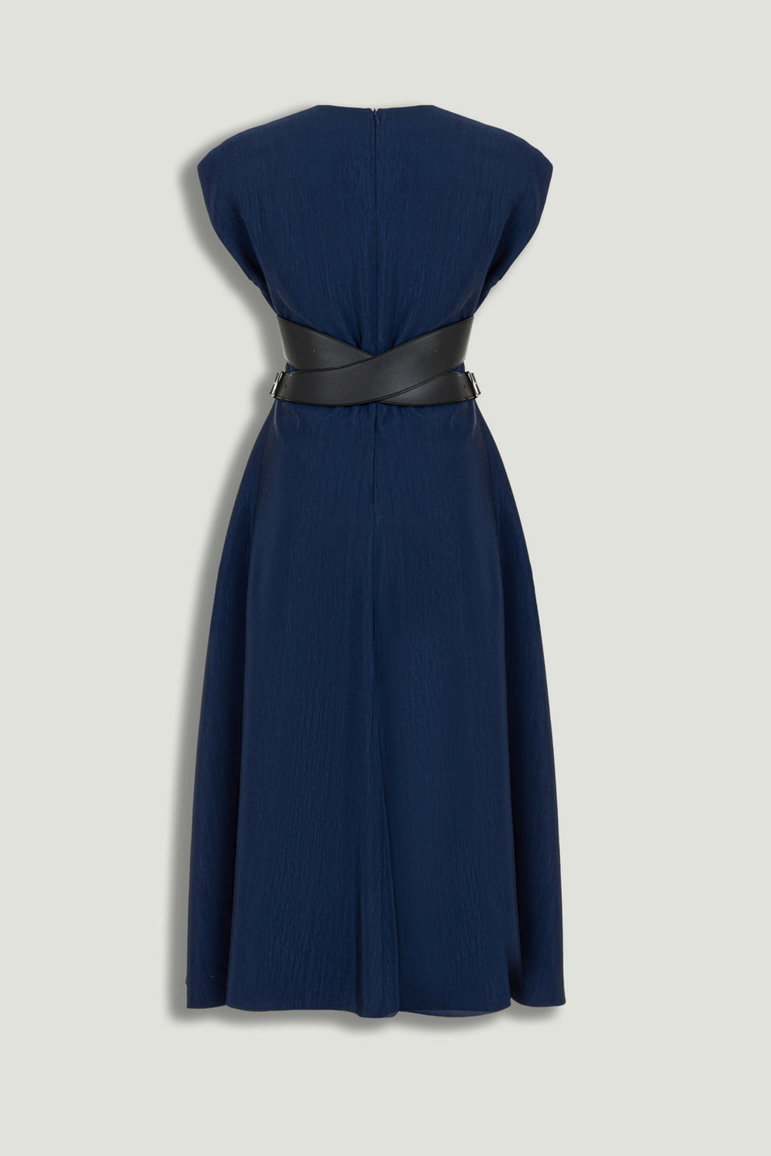 V-Neck Belted Midi Dress
