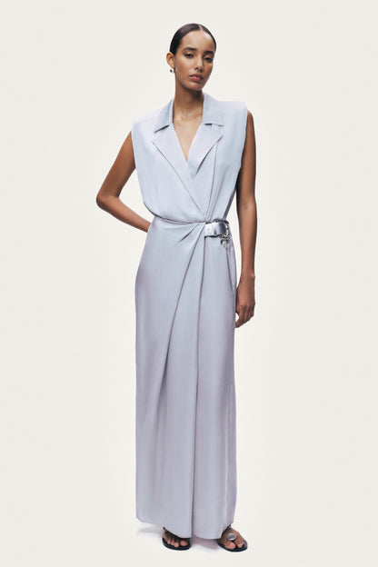 Draped Sleeveless Maxi Dress