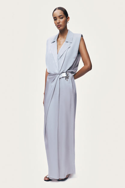 Draped Sleeveless Maxi Dress