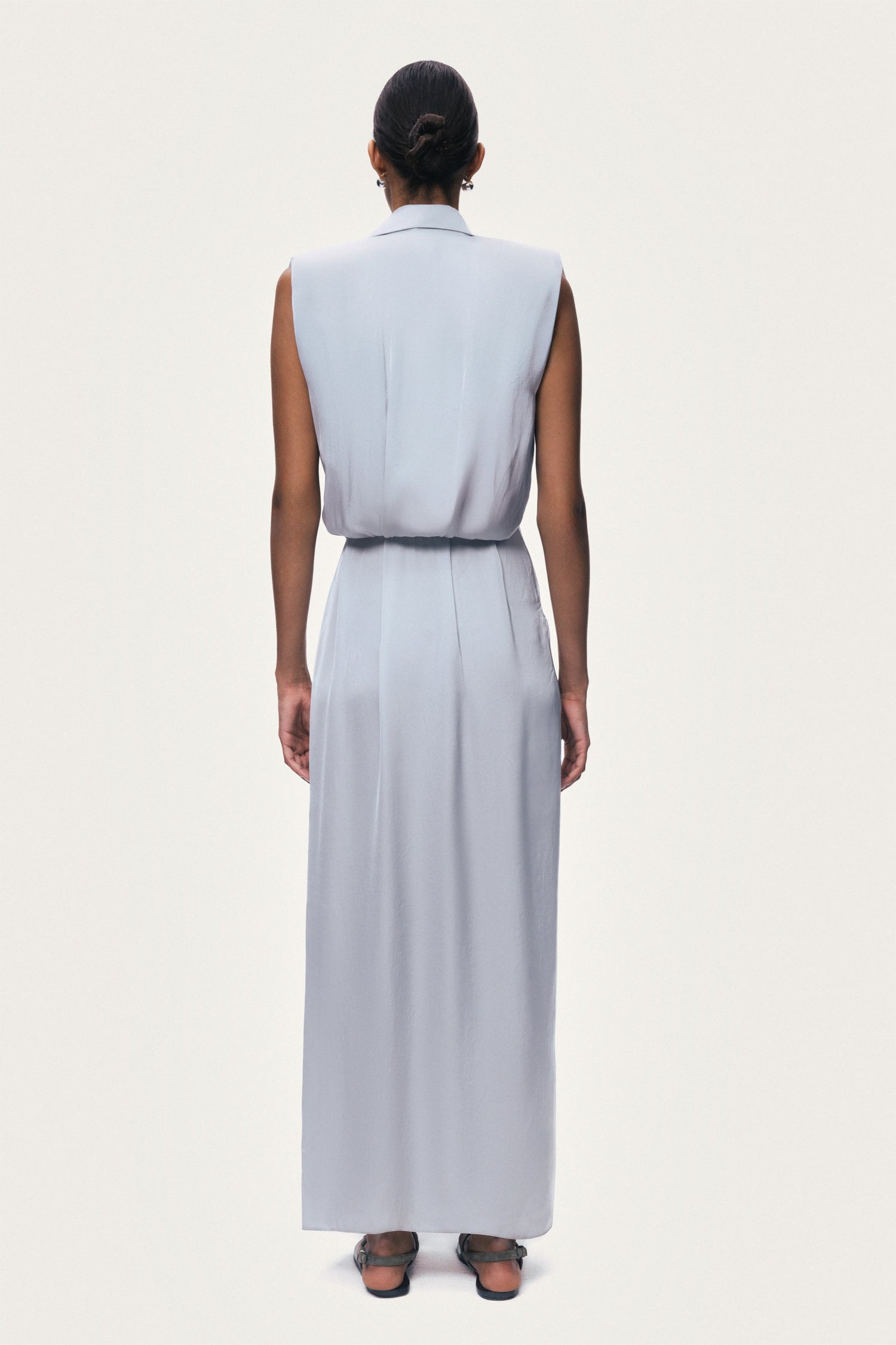 Draped Sleeveless Maxi Dress