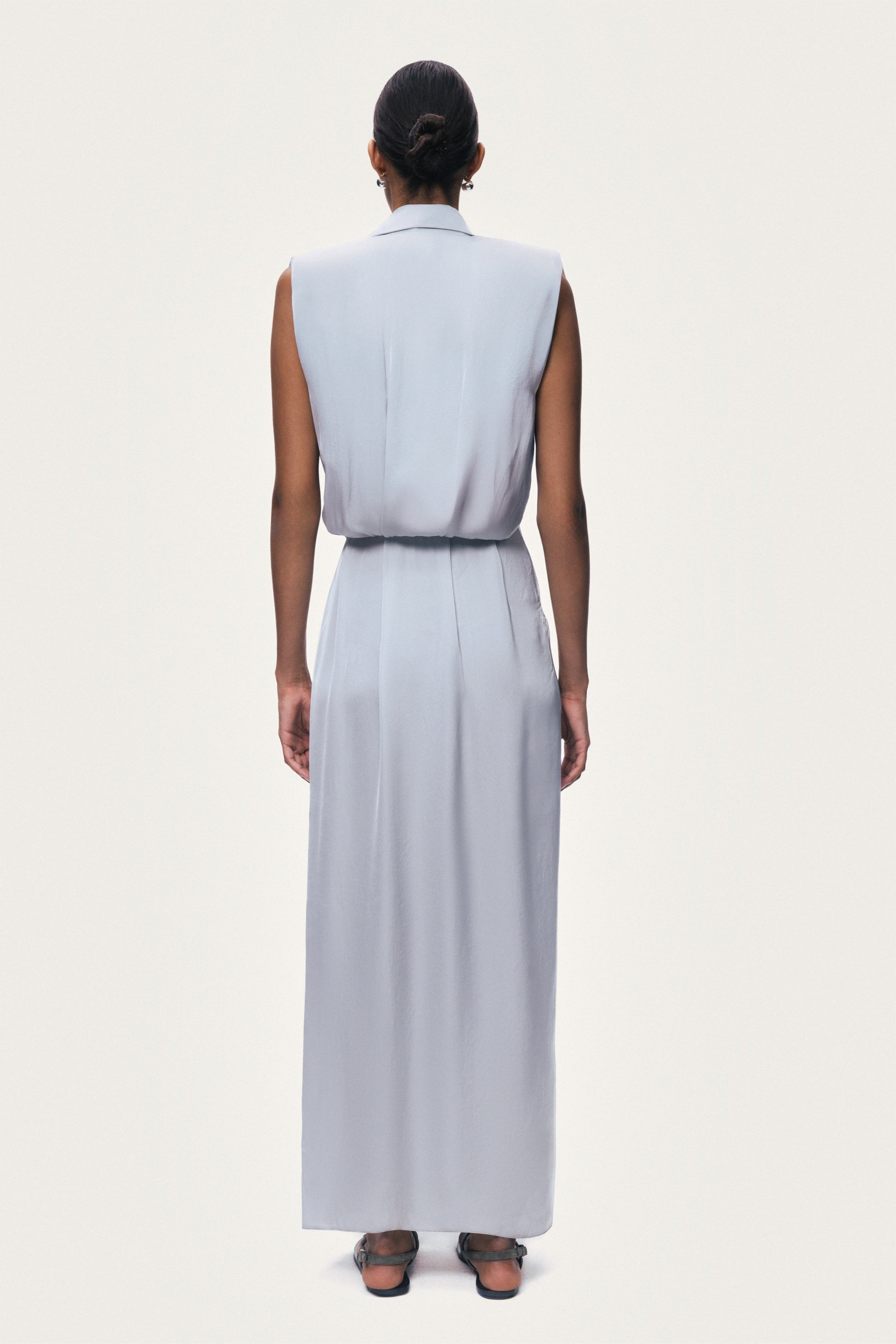 Draped Sleeveless Maxi Dress