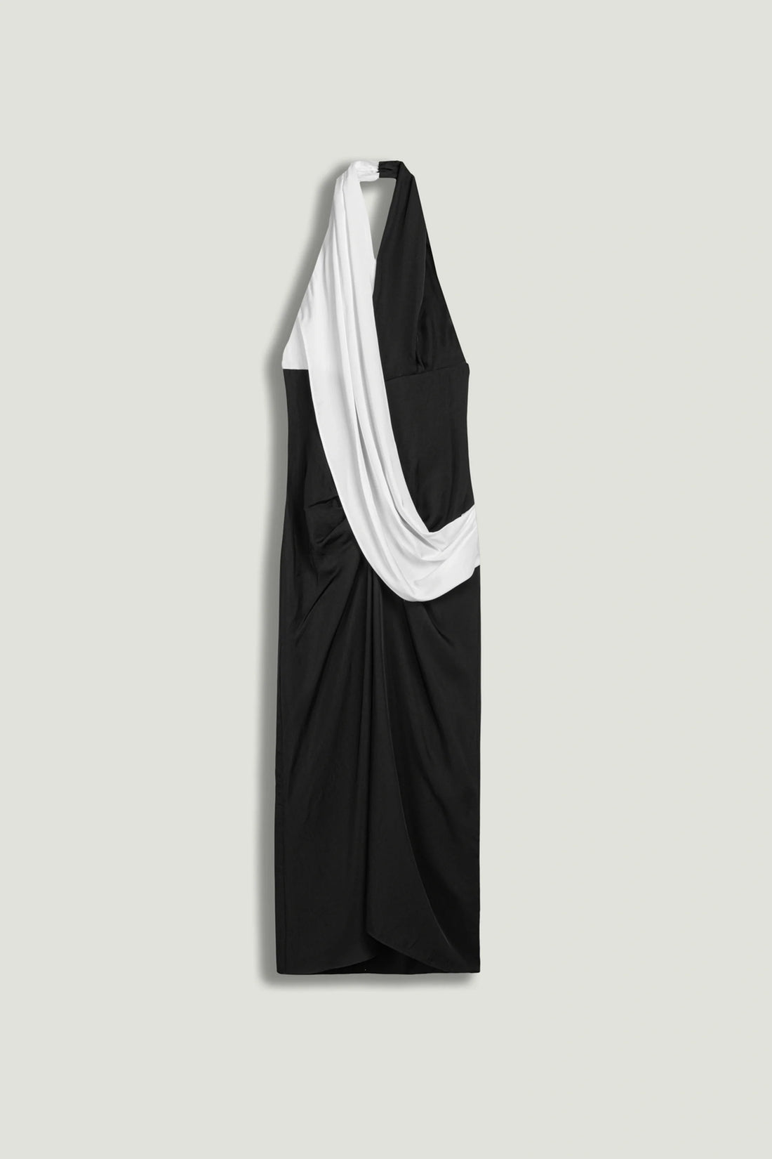 Contrast Draped Halter Maxi Dress