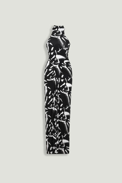Printed Halter Maxi Dress