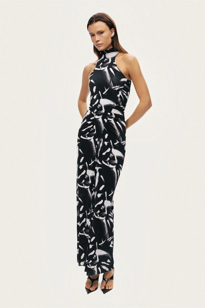 Printed Halter Maxi Dress