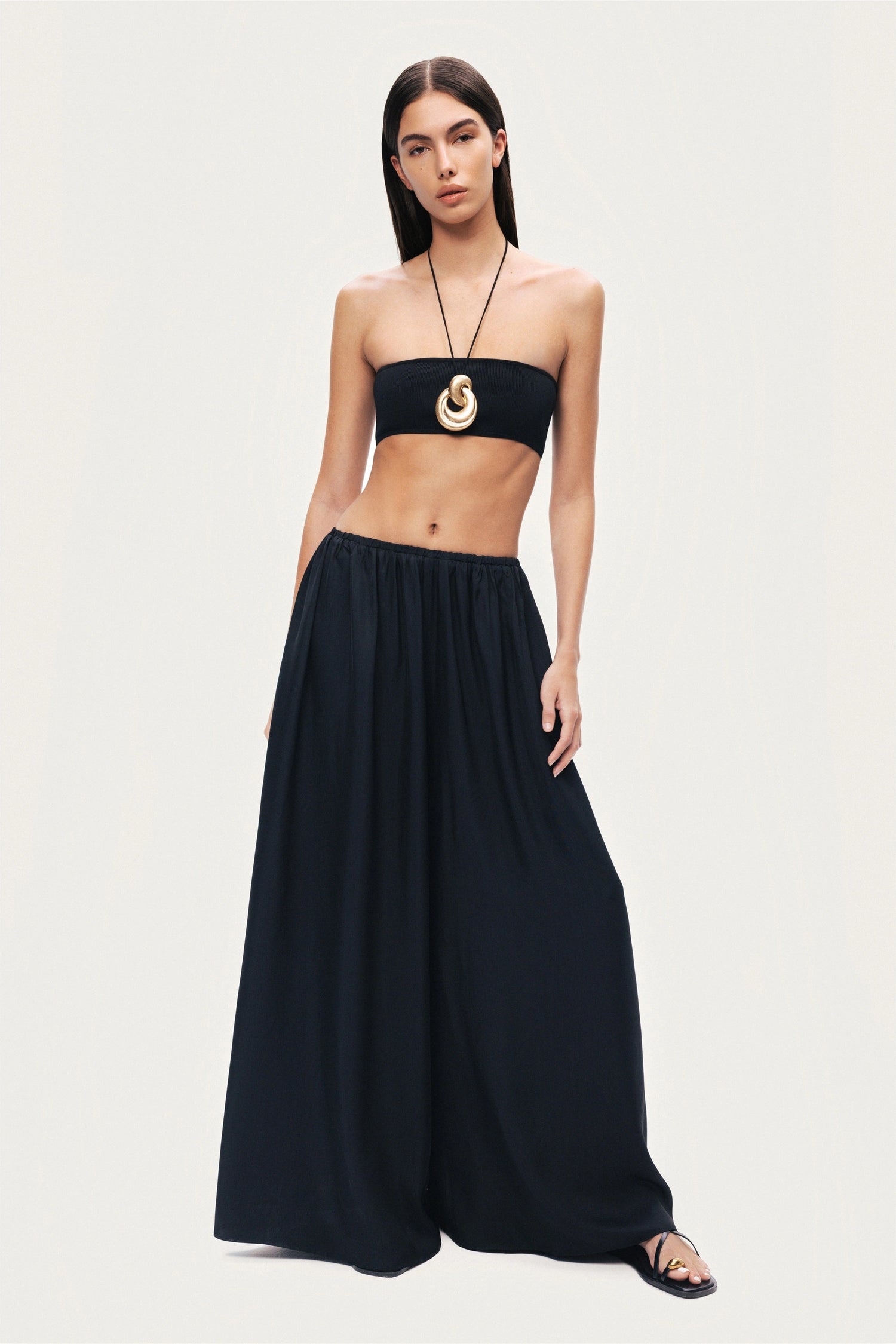 Elasticated Wide-Leg Pants